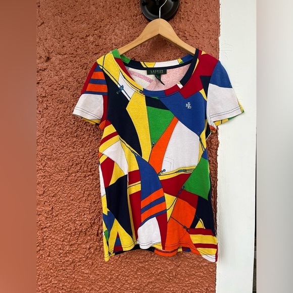 Women’s RALPH LAUREN, NAUTICAL, SAIL, COLORFUL, LADIES T SHIRT- Small - Picture 1 of 6